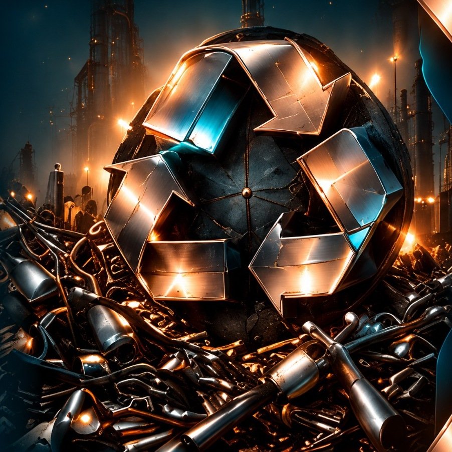 3D Recycling-Logo aus Metall